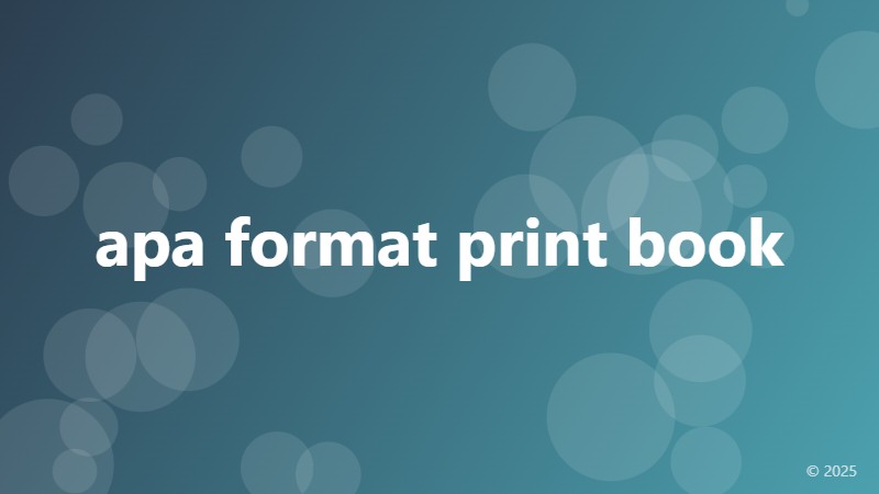 apa format print book