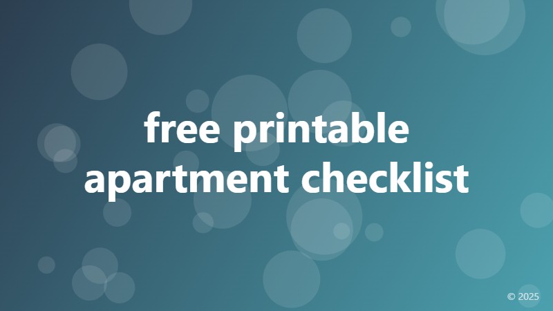 free printable apartment checklist