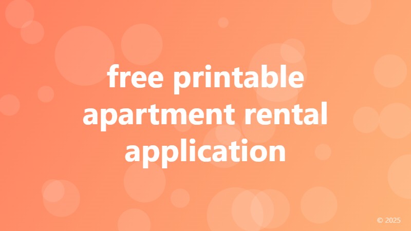 free printable apartment rental application