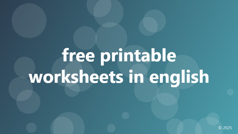 free printable worksheets in english