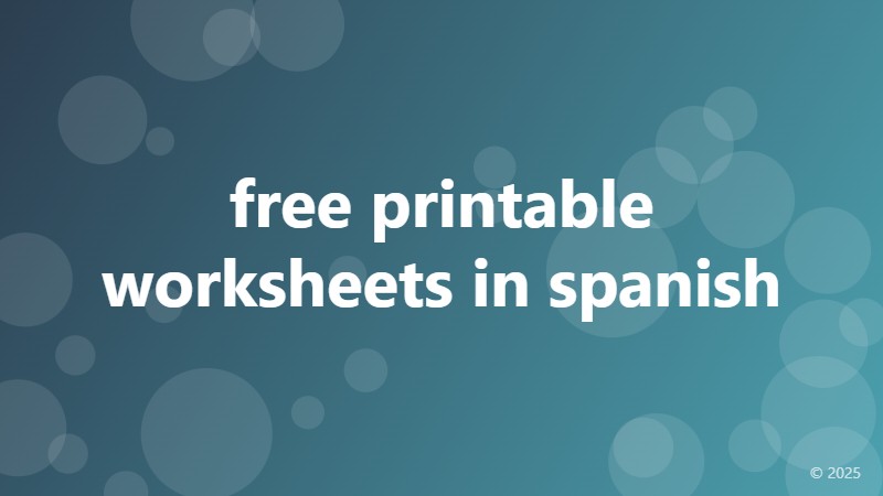 free printable worksheets in spanish