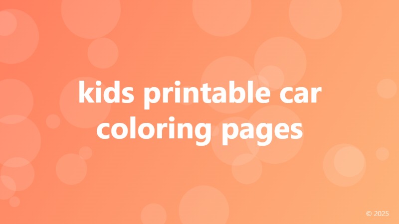 kids printable car coloring pages
