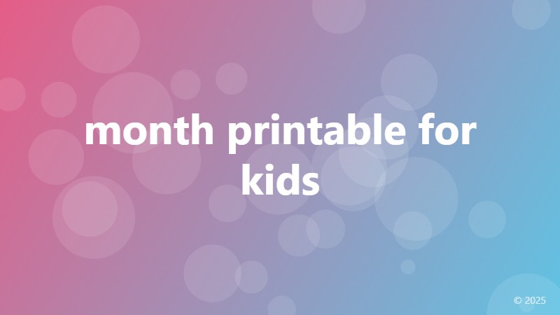 month printable for kids