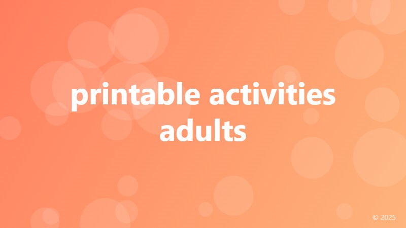 printable activities adults