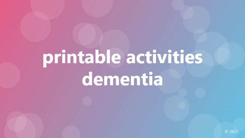 printable activities dementia