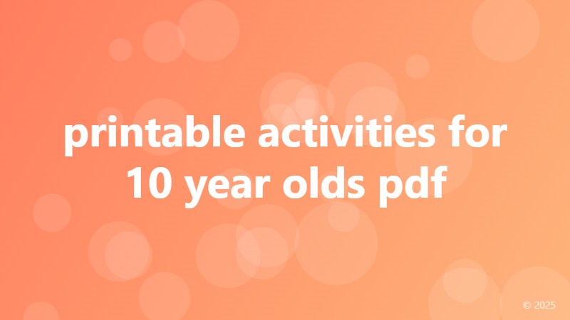 printable activities for 10 year olds pdf