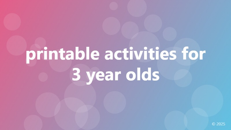 printable activities for 3 year olds
