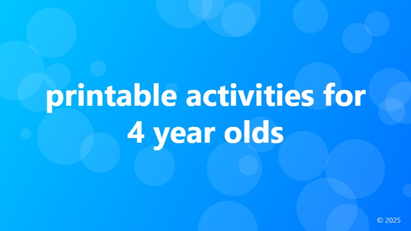 printable activities for 4 year olds