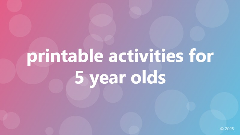 printable activities for 5 year olds