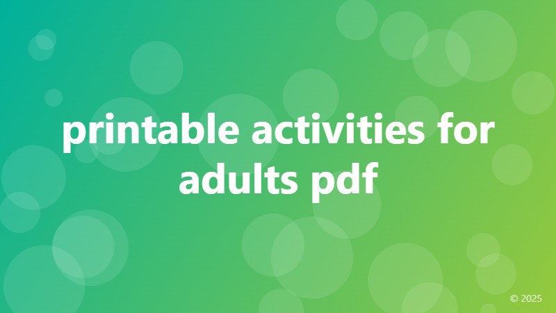 printable activities for adults pdf