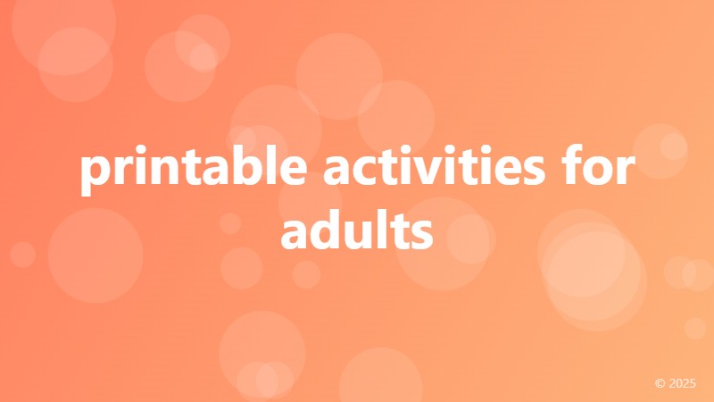 printable activities for adults