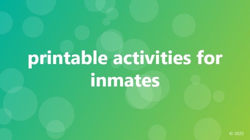 printable activities for inmates