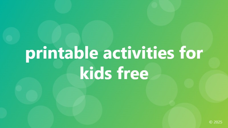 printable activities for kids free