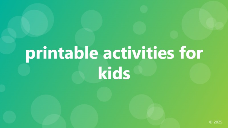 printable activities for kids
