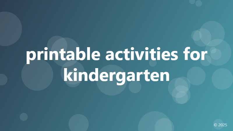 printable activities for kindergarten