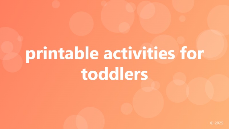 printable activities for toddlers