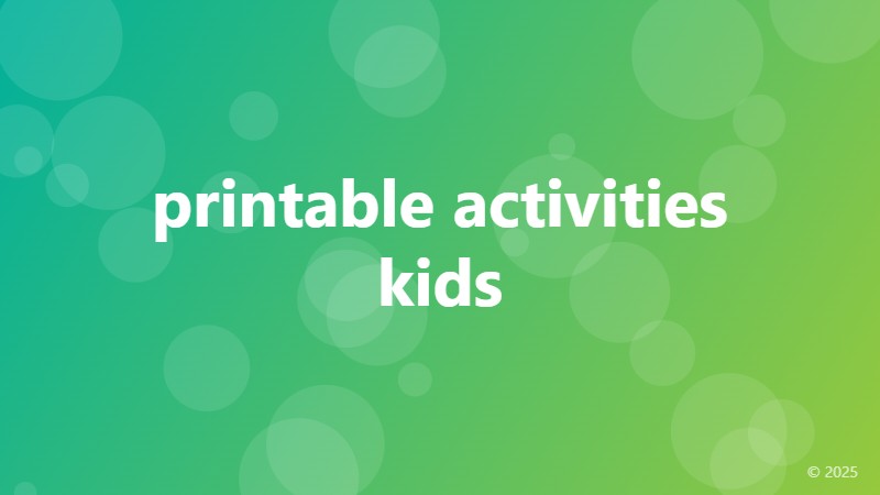 printable activities kids