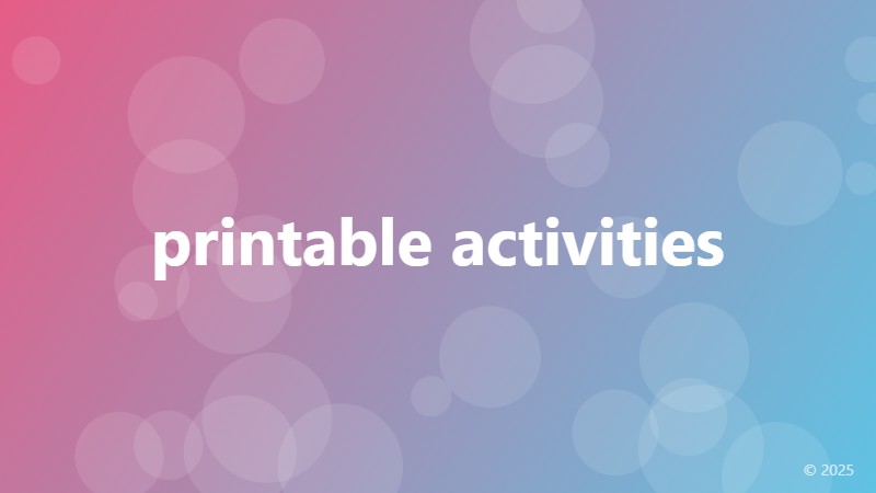 printable activities