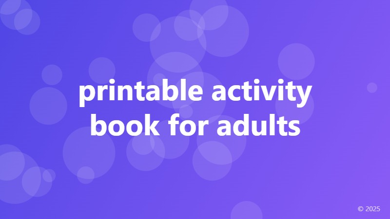printable activity book for adults