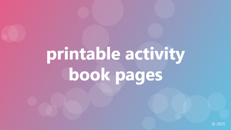 printable activity book pages