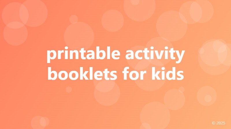 printable activity booklets for kids