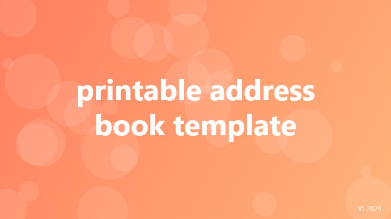 printable address book template