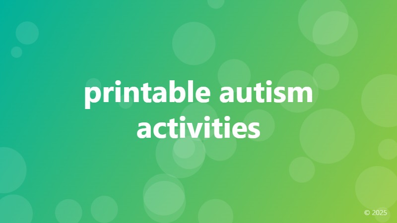 printable autism activities