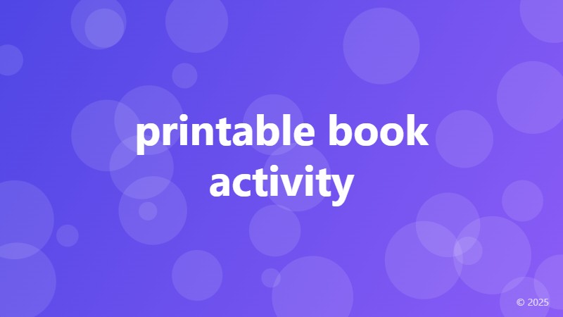 printable book activity