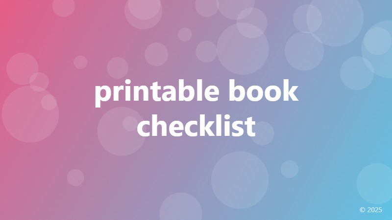 printable book checklist