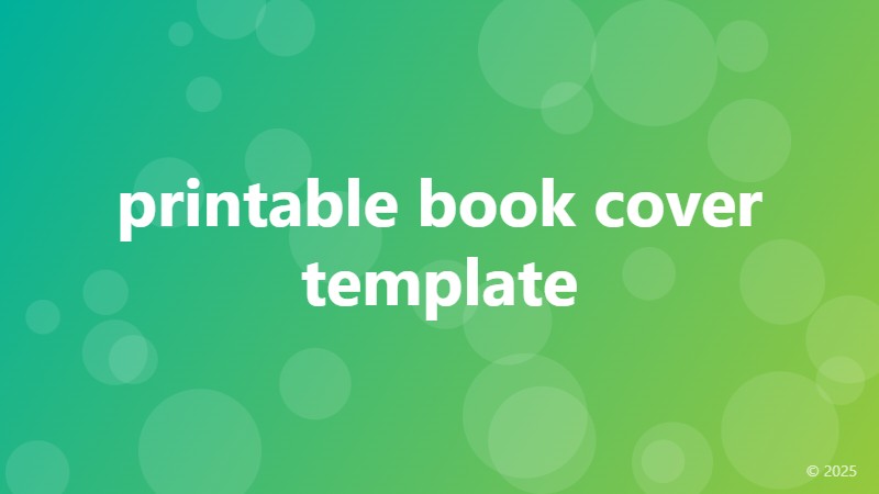 printable book cover template