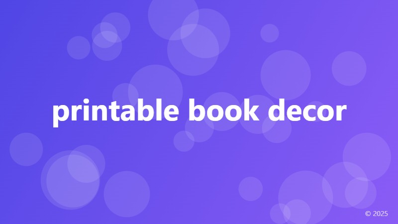 printable book decor