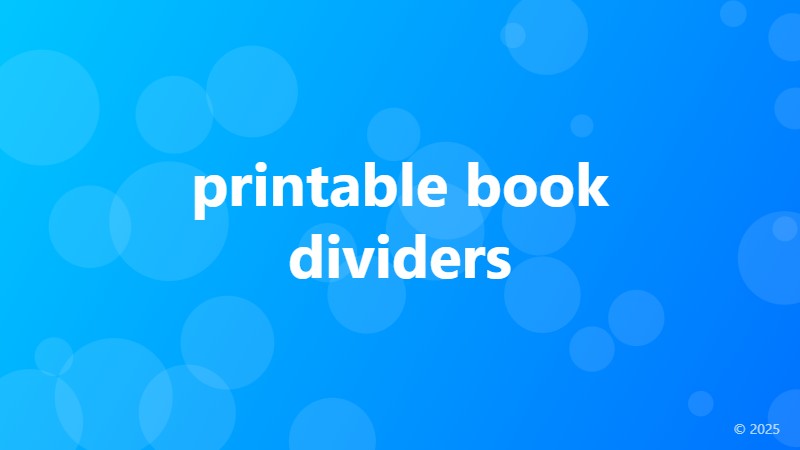 printable book dividers