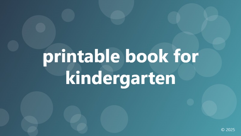 printable book for kindergarten