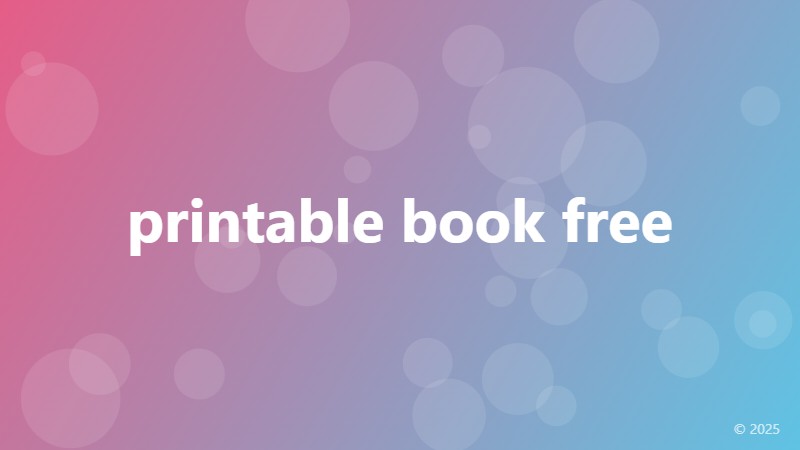 printable book free