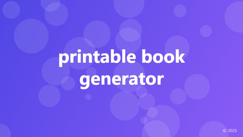 printable book generator