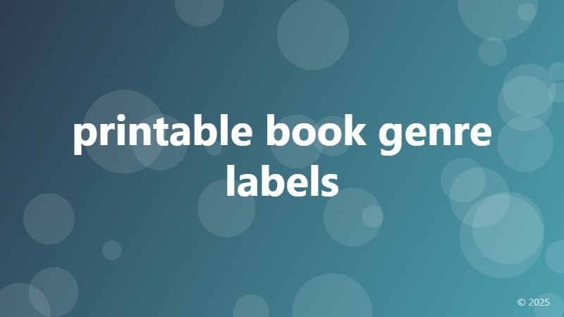 printable book genre labels