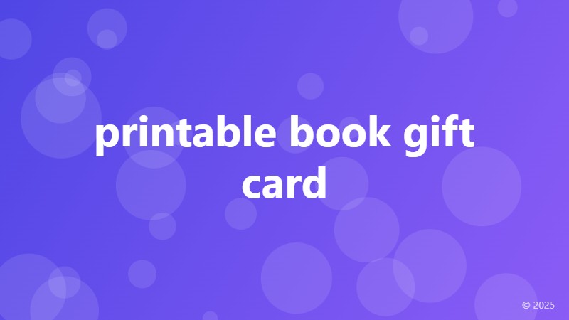 printable book gift card