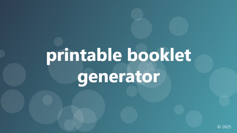 printable booklet generator