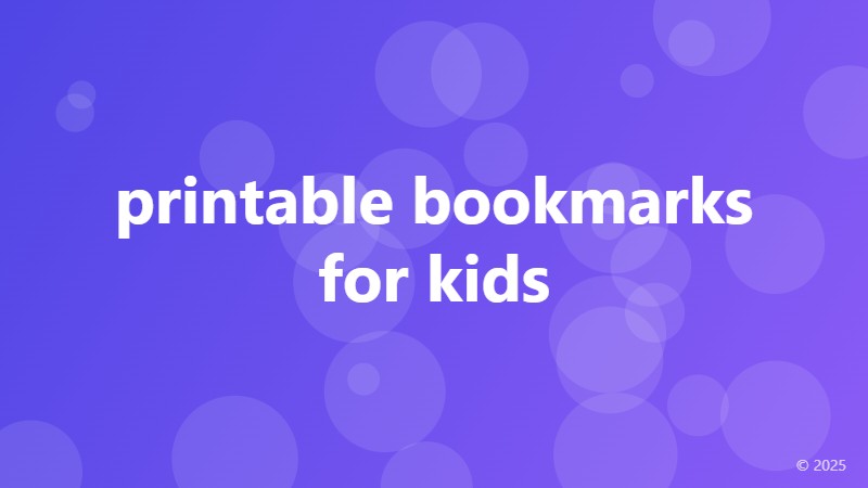 printable bookmarks for kids