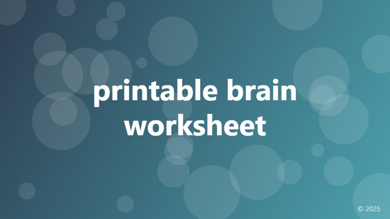 printable brain worksheet