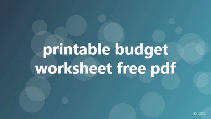 printable budget worksheet free pdf