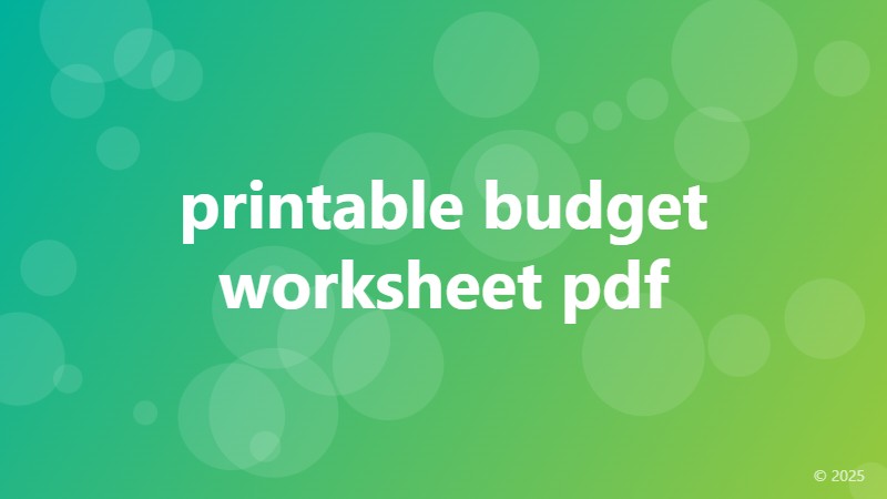 printable budget worksheet pdf