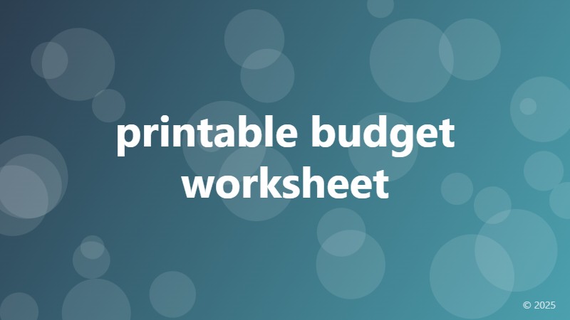 printable budget worksheet
