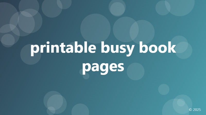 printable busy book pages