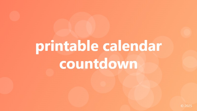 printable calendar countdown