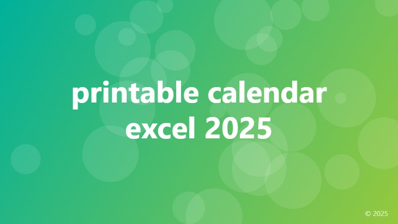 printable calendar excel 2025