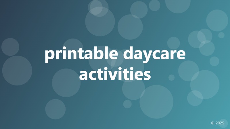 printable daycare activities