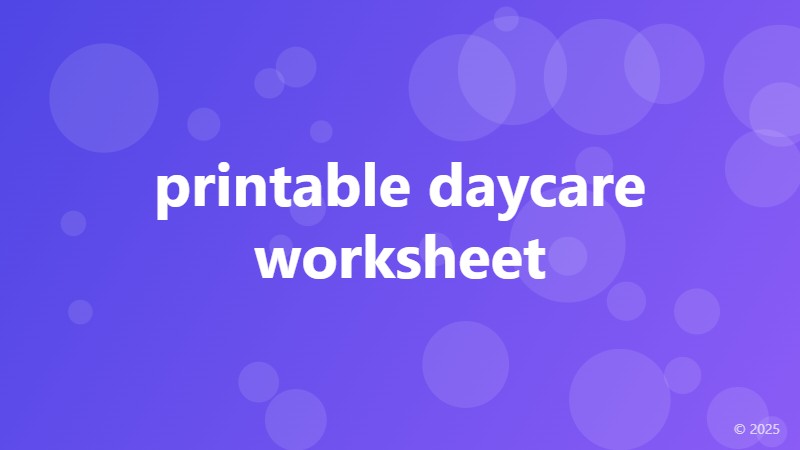 printable daycare worksheet