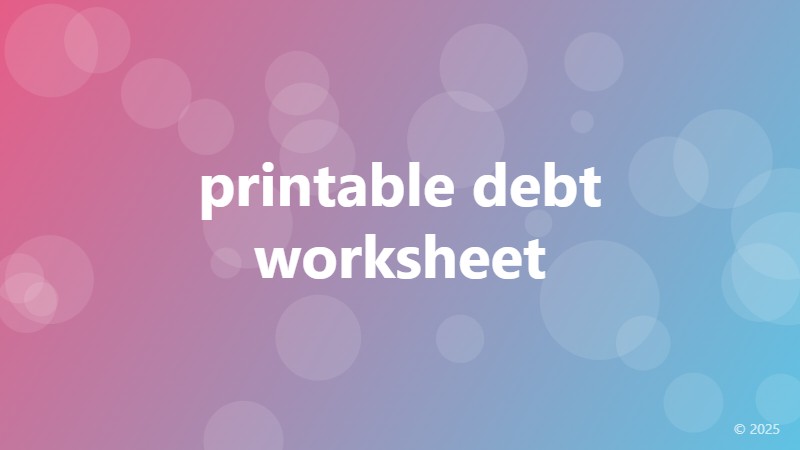 printable debt worksheet