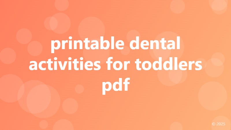 printable dental activities for toddlers pdf